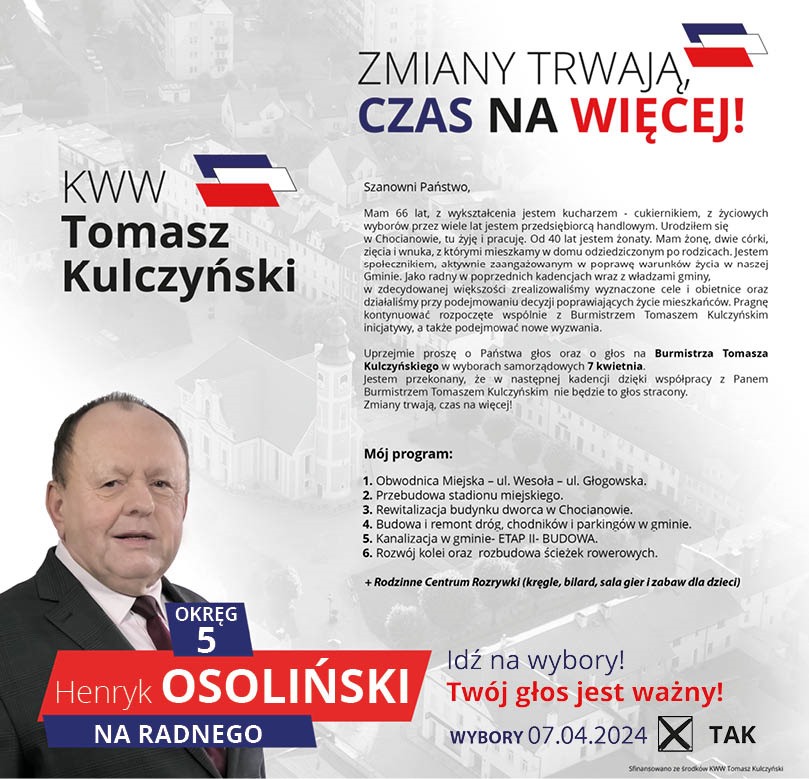 Sylwetki kandydatów do Rady Miejskiej, odc. 5: Henryk Osoliński 